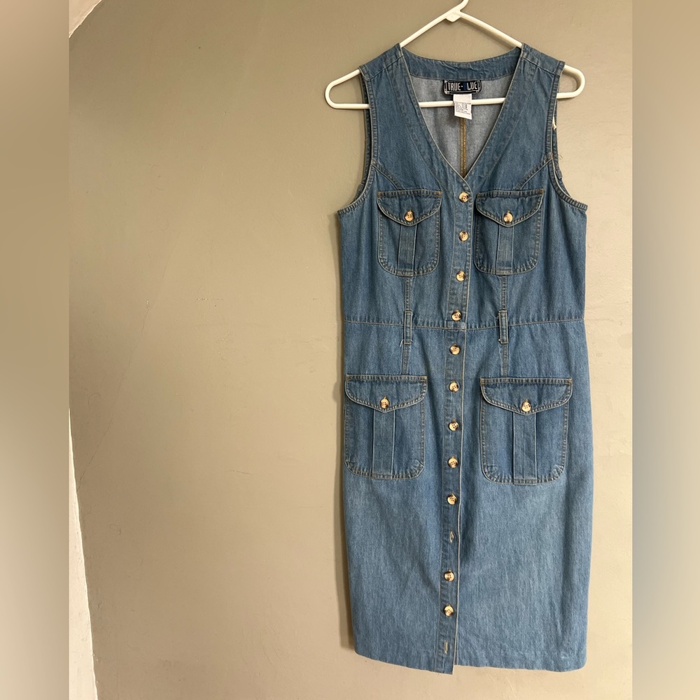 Vintage True Blue denim dress. Size 11/12.